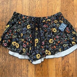 NWT Free People Black Floral Athletic Shorts